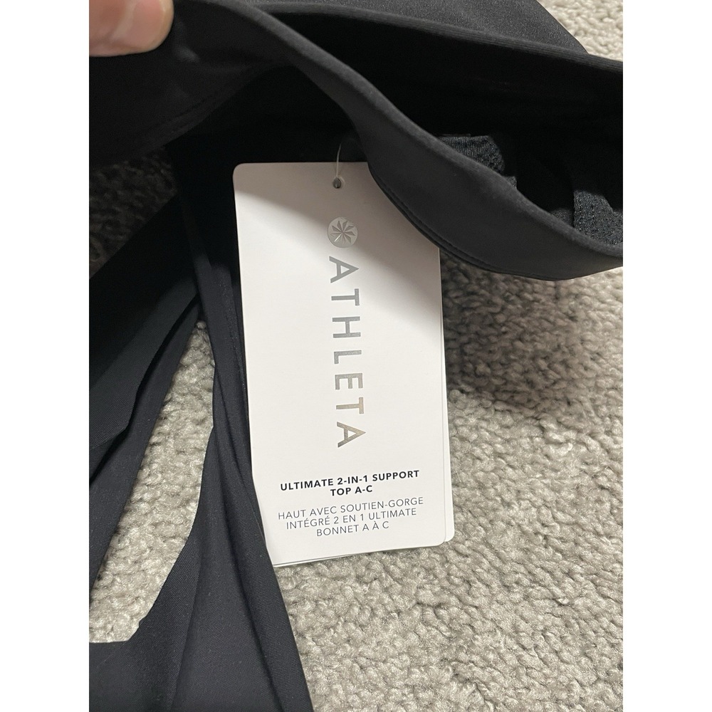 Athelta 2-in-1 Ultimate Support‎ Top Black with Built In Bra NWT Large A-C - Picture 2 of 5
